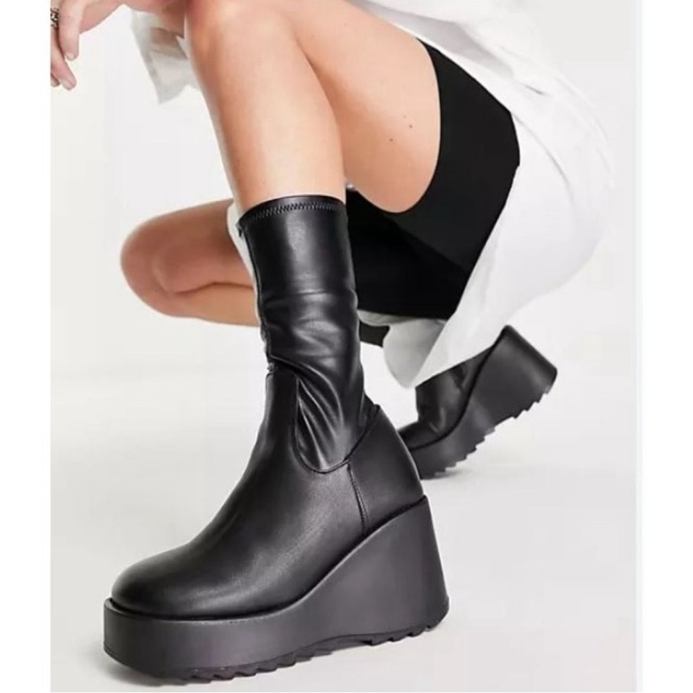 New in Box Proceed Black Mid-Calf Platform Wedge Boots | Steve Madden Boots 👢